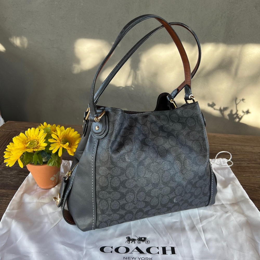 Coach Edie Shoulder Bag 31 In Signature Canvas Large Gem